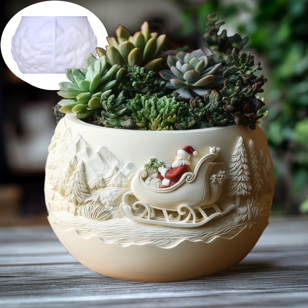 Succulent Set - Cetakan Lilin Relief Santa Claus Bentuk