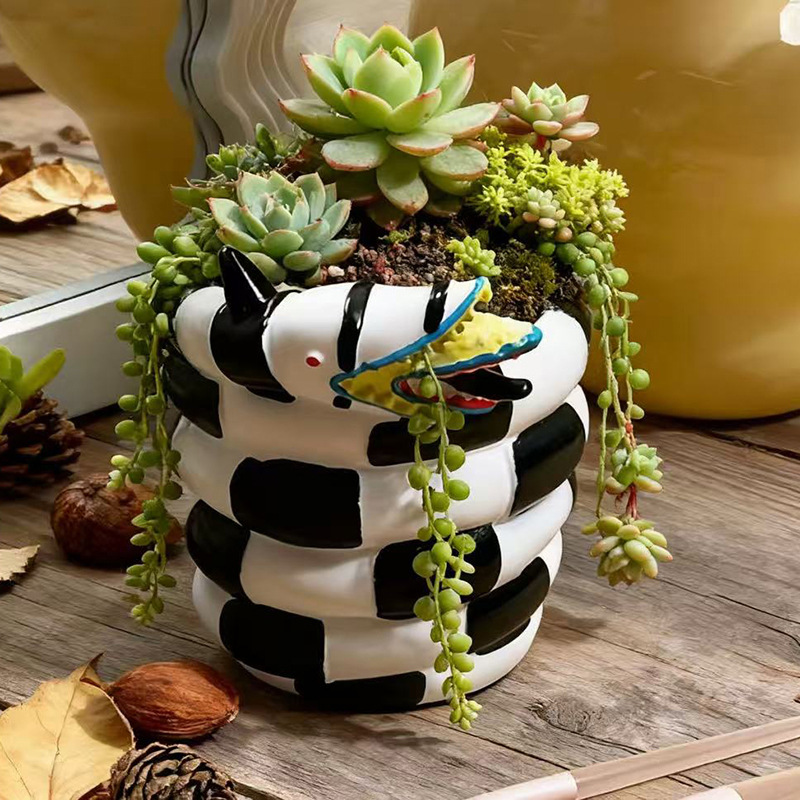 1 Buah Pot Bunga Resin Berbent - Snake Plant Ceramic ulasan dan harga