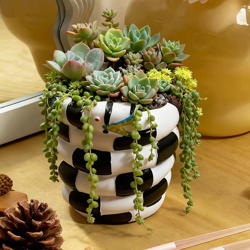 1 Buah Pot Bunga Resin Berbent - Snake Plant Ceramic ulasan dan harga