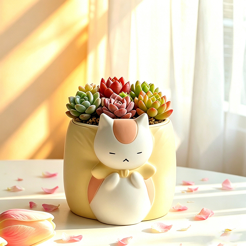 Pot Sukulen Resin Kucing Gemuk - Snake Plant Ceramic ulasan dan harga