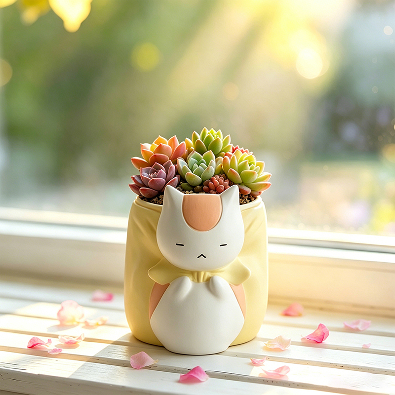 Pot Sukulen Resin Kucing Gemuk - Snake Plant Ceramic ulasan dan harga