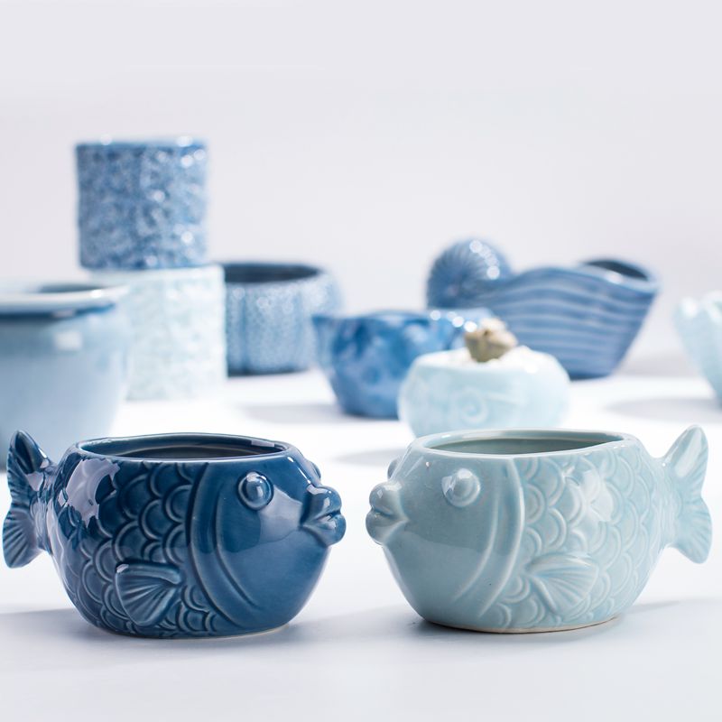 Pot Bunga Porselen Biru Bergay - Snake Plant Ceramic ulasan dan harga